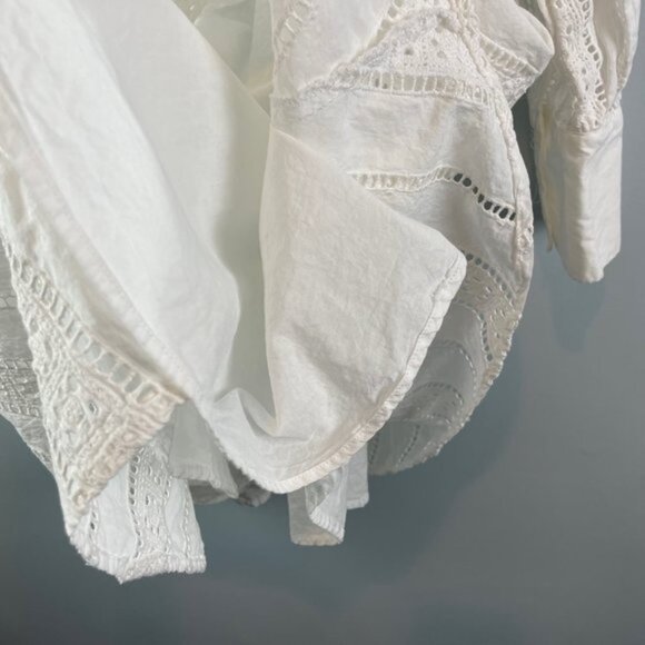 ZARA Embroidered Eyelet Mini Dress Oyster White Size XL - Picture 5 of 7